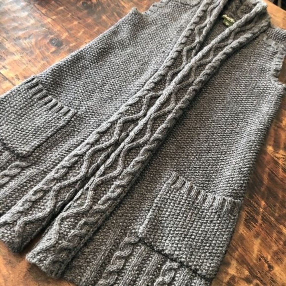 Eddie Bauer Grey Wool Cardigan Vest With Pockets XS